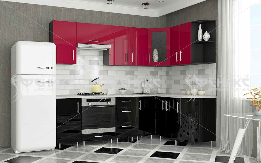 Кухня Виктория. Цвет: рубин/черный